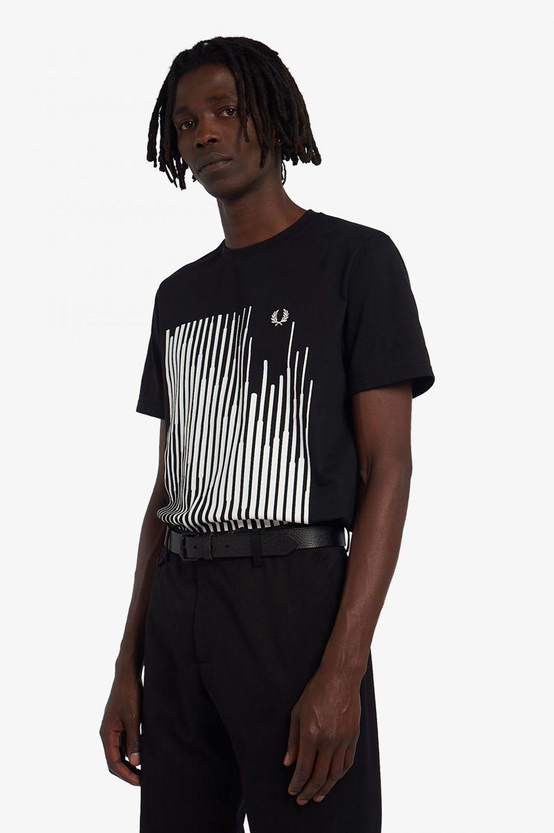 Black Fred Perry Sound Wave Graphic Men's T Shirts | PH 1762CTVE